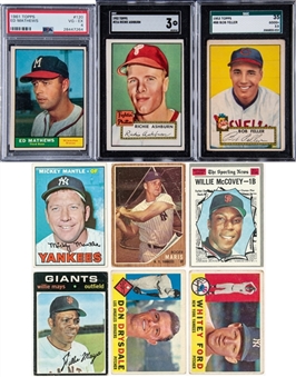 1952-1971 Topps Hall of Famers Collection (9 Different) Including Mantle